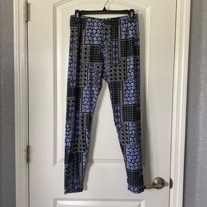 Black and Blue Leggings Size L